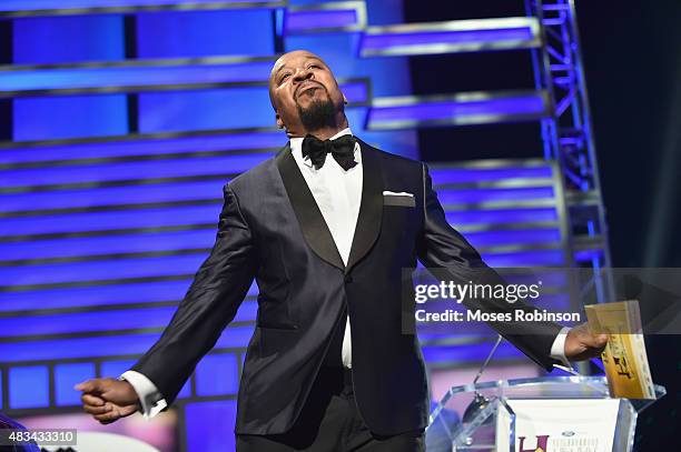 Nephew Tommy speaks at the 2015 Ford Neighborhood Awards Hosted By Steve Harvey at Phillips Arena on August 8, 2015 in Atlanta, Georgia.