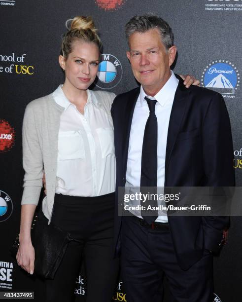 Musician David Foster and daughter Erin Foster arrive at the 2nd Annual Rebels With A Cause Gala at Paramount Studios on March 20, 2014 in Hollywood,...