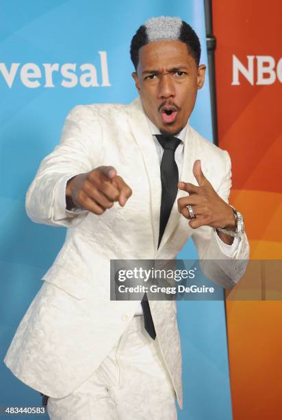 Nick Cannon arrives at NBC/Universal's 2014 summer Press Day at Langham Hotel on April 8, 2014 in Pasadena, California.