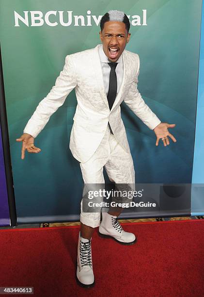 Nick Cannon arrives at NBC/Universal's 2014 summer Press Day at Langham Hotel on April 8, 2014 in Pasadena, California.