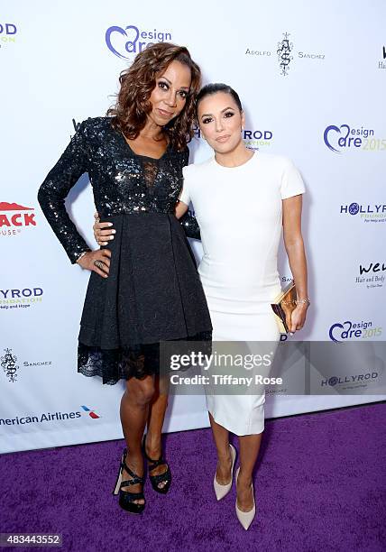 Actress Holly Robinson Peete and actress Eva Longoria attend the HollyRod Foundation's 17th annual DesignCare Gala at The Lot Studios on August 8,...