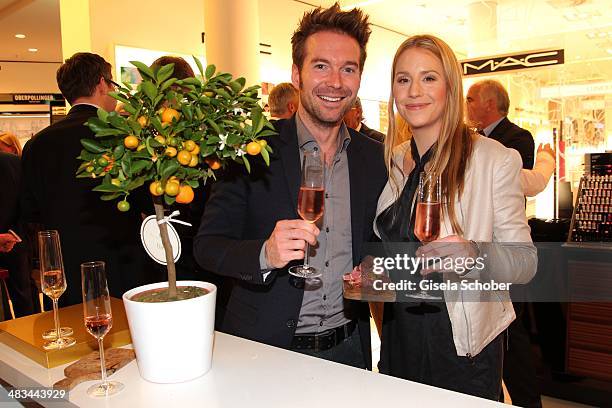 Sebastian Hoeffner and his girlfriend Patricia Hoepp attend the 'Studio Italia - La Perfezione del Gusto' grand opening at Oberpollinger on April 8,...