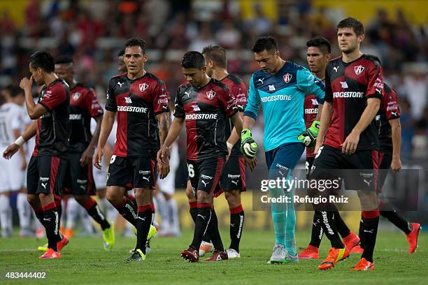 Players of Atlas look dejected after losing a 3rd round match between Atlas and Monterrey as part of the Apertura 2015 Liga MX at Jalisco Stadium on...