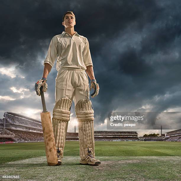 cricket batsman hero - playing cricket stock pictures, royalty-free photos & images