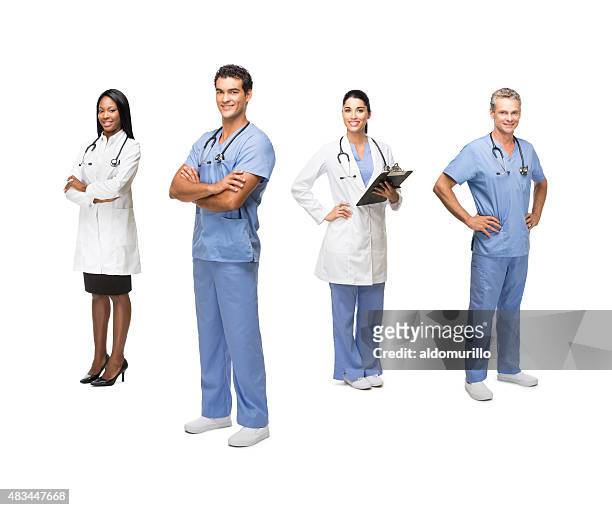 ärzte und medizinische arbeiter - four people stock-fotos und bilder