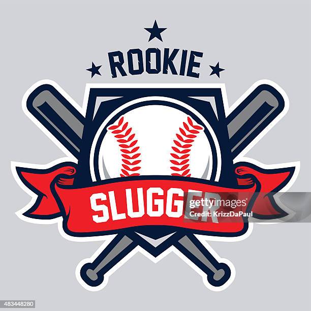 rookie slugger logo - softball sport stock illustrations