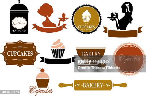 Retro Cupcake and Bakery Labels Retro Cupcake and Bakery Labels