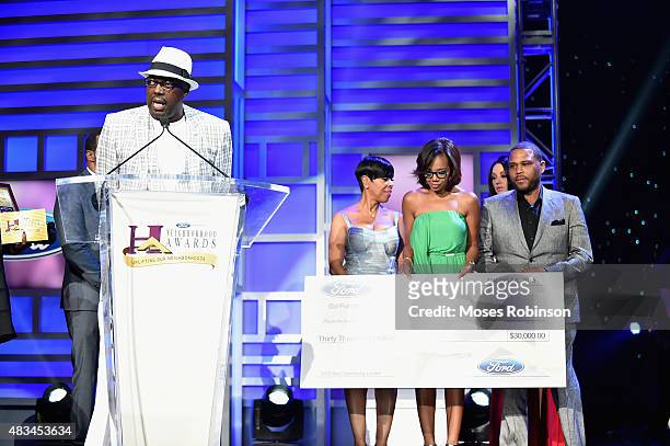 Best Community Leader, James Jones Sr. Speaks at the 2015 Ford Neighborhood Awards Hosted By Steve Harvey at Phillips Arena on August 8, 2015 in...