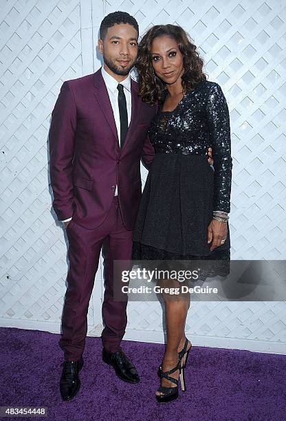 Actors Jussie Smollett and Holly Robinson Peete arrive at HollyRod Foundation's 17th Annual DesignCare Gala at The Lot Studios on August 8, 2015 in...