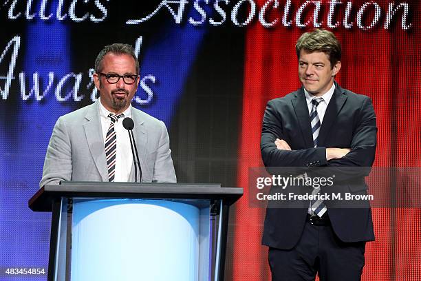 Filmmaker Andrew Jarecki and producer Jason Blum accept the TCA Award for Outstanding Achievement in Movies, Miniseries and Specials for 'The Jinx:...