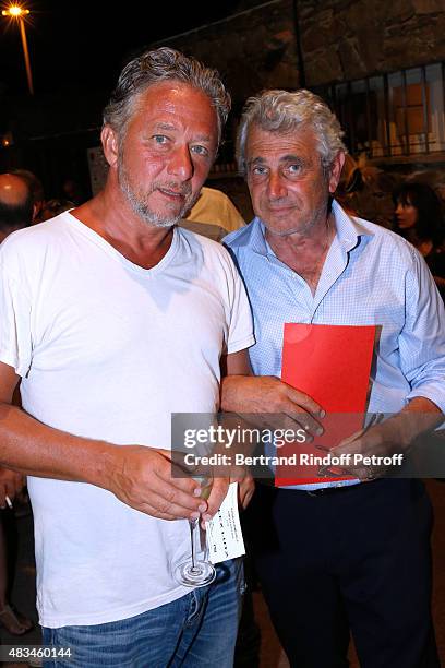 Actor Nicolas Briancon and Artistic Director of the Festival Michel Boujenah attend the Alex Lutz Show during the 31th Ramatuelle Festival : Day 8,...