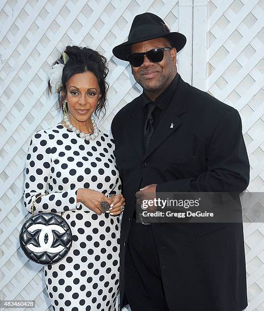 Jimmy Jam and wife Lisa Harris arrive at HollyRod Foundation's 17th Annual DesignCare Gala at The Lot Studios on August 8, 2015 in Los Angeles,...