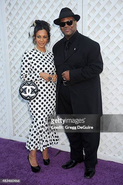 Jimmy Jam and wife Lisa Harris arrive at HollyRod Foundation's 17th Annual DesignCare Gala at The Lot Studios on August 8, 2015 in Los Angeles,...