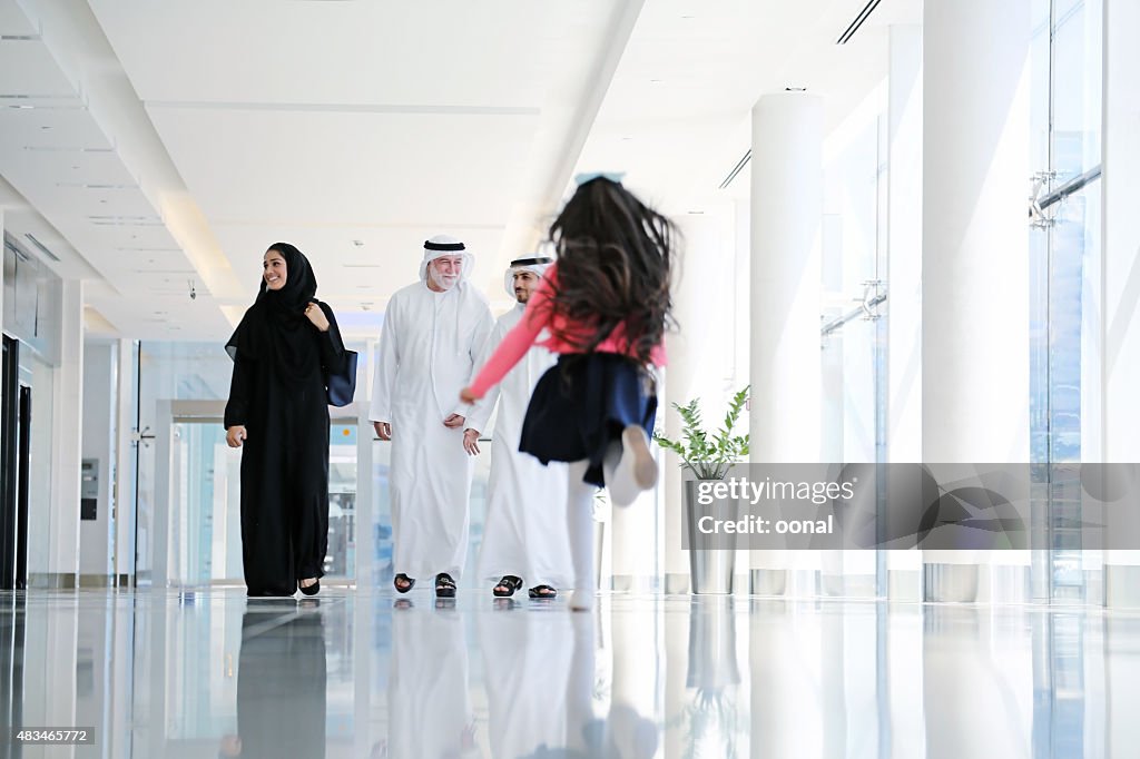 Arab family in shopping center
