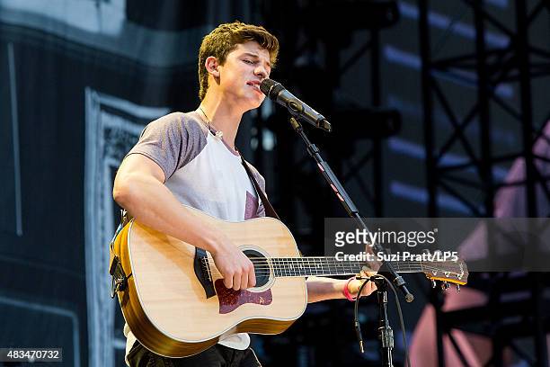 Shawn Mendes performs at CenturyLink Field on August 8, 2015 in Seattle, Washington.