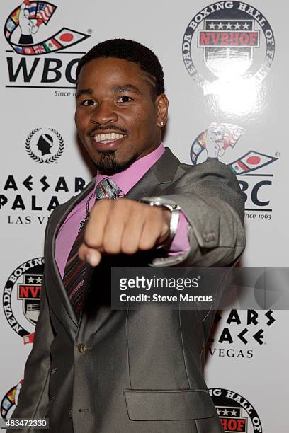 Welterweight boxer Shawn Porter attends the third annual Nevada Boxing Hall of Fame induction gala at Caesars Palace on August 8, 2015 in Las Vegas,...