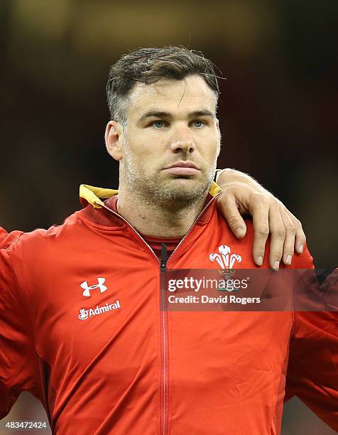 Mike Phillips of Wales looks on during the International match between Wales and Ireland at the Millennium Stadium on August 8, 2015 in Cardiff,...