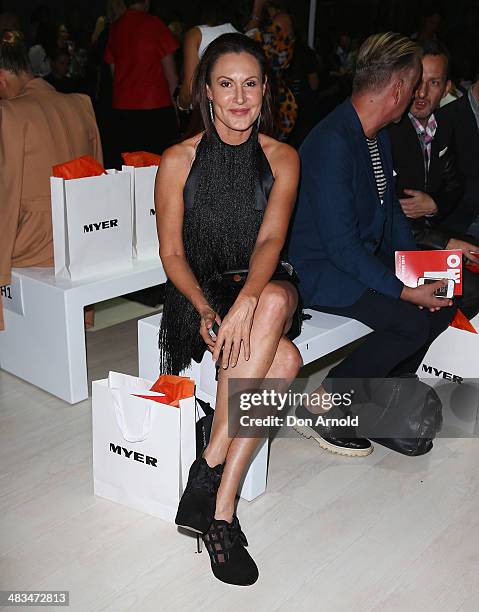 Renee Brack sits front row at the Jayson Brunsdon show during Mercedes-Benz Fashion Week Australia 2014 at Carriageworks on April 9, 2014 in Sydney,...