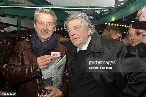 Antoine de Caunes and Jean Pierre Mocky attend La Closerie Des Lilas Literary Awards 2014 - 7th at La Closerie Des Lilas on April 8, 2014 in Paris,...