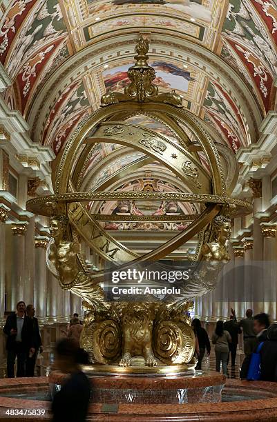 Hotels and casinos are seen on April 4, 2014 in Las Vegas, United States. With the replica of the Effiel Tower located outside the Paris Las Vegas...