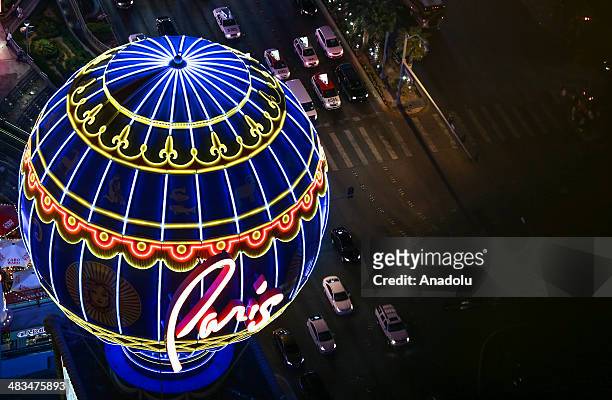 The replica of the Effiel Tower located outside the Paris Las Vegas hotel & casino is seen on April 3, 2014 in Las Vegas, United States. With the...