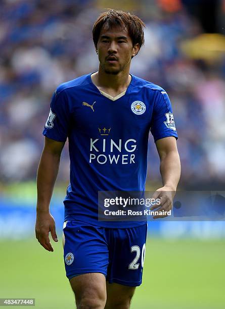 Shinji Okazaki of Leicester City in action during the Barclays Premier League match between Leicester City and Sunderland at the King Power Stadium...