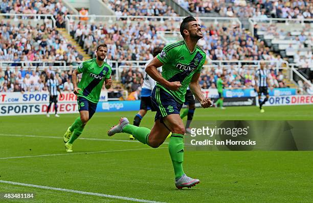 Graziano Pelle of Southampton celebrates after scoring the opening goal during the Barclays Premier League match between Newcastle United and...