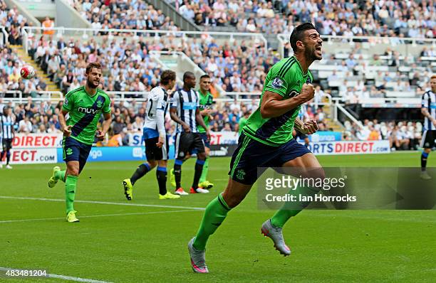 Graziano Pelle of Southampton celebrates after scoring the opening goal during the Barclays Premier League match between Newcastle United and...