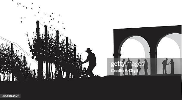 wine tasting - vineyard worker stock illustrations