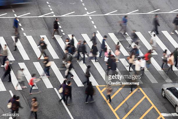 busy street - south korea people stock pictures, royalty-free photos & images