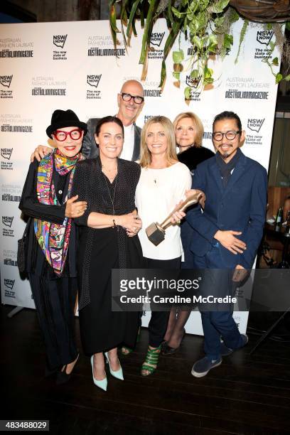 Australian fashion designer Jenny Kee, Simon Lock, the founder of Australian Fashion Week, Nicky Zimmermann, Simone Zimmermann, designer Carla...