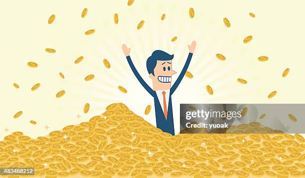 stockillustraties, clipart, cartoons en iconen met pile of gold coins - muntgeld