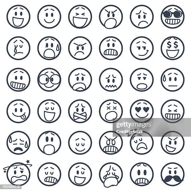 bildbanksillustrationer, clip art samt tecknat material och ikoner med set of smiley icons - skrika