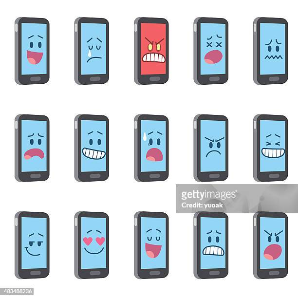smartphone-zeichen - gesicht lachen weinen stock-grafiken, -clipart, -cartoons und -symbole