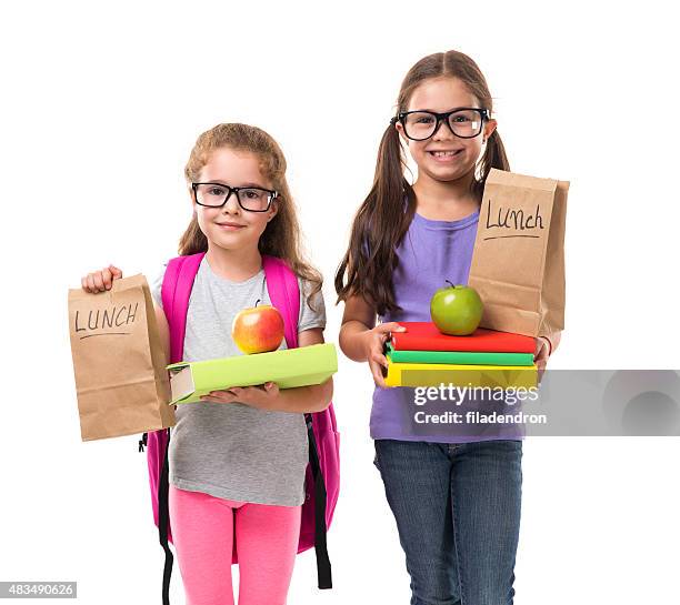 back to school - lunch bag white background stock pictures, royalty-free photos & images
