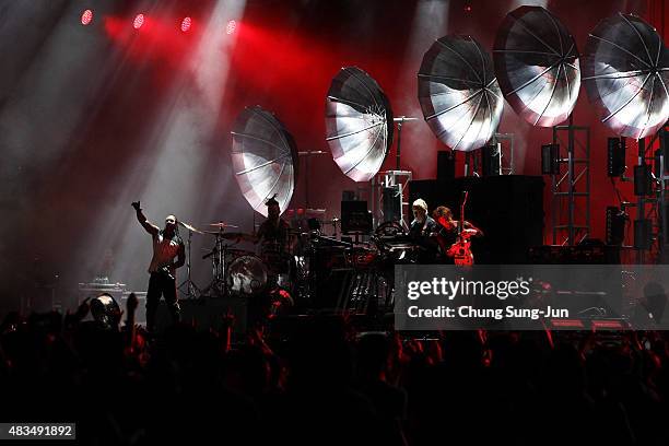 Maxim Reality of the Prodigy performs onstage during the day three of the Incheon Pentaport Rock Festival on August 9, 2015 in Incheon, South Korea.