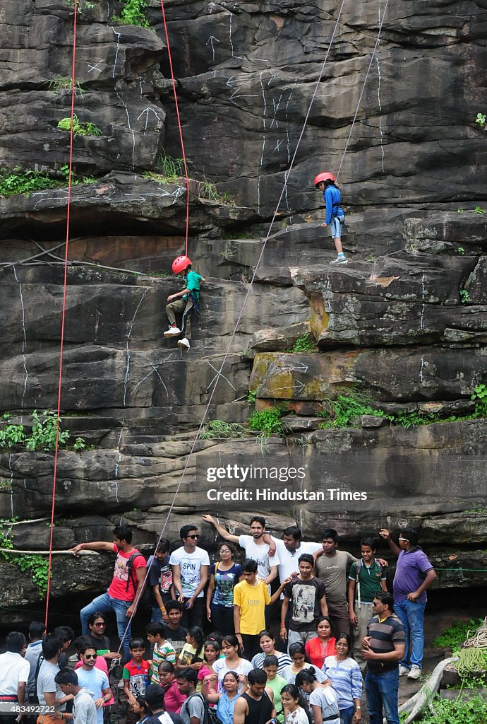High Rocks Competion Youths participating in a rock climbing competition organised by MP ...