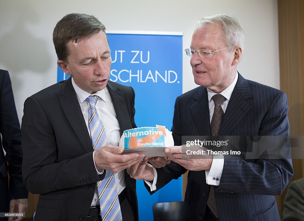 Bernd Lucke Pose With Birthday Cake