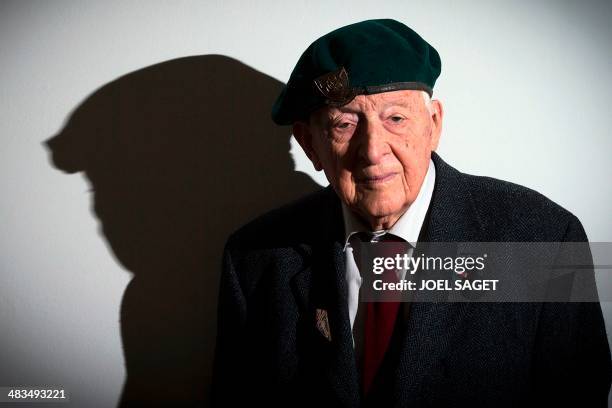 Portait taken on April 8, 2014 in Paris shows Hubert Faure, a former member of the Kieffer commandos, a group of 177 French soldiers who took part in...