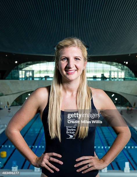 Rebecca Adlington poses for a picture at the top of the 10m diving platform during the launch of the British Gas SwimBritain event at the London...