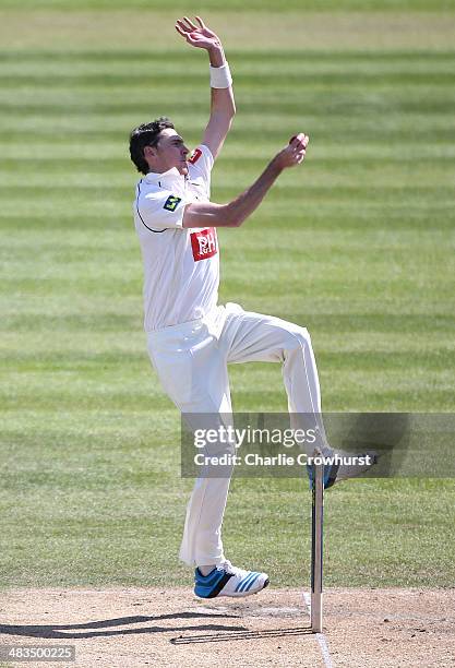 Steven Magoffin of Sussex Bowles during day four of the LV County Championship match between Sussex and Middlesex at The BrightonandHoveJobs.com...