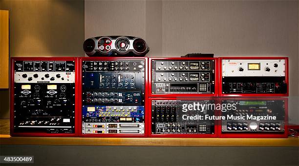 Rack mounted audio equipment in the control room of Alpha Centauri Studios in London, taken on December 10, 2008.