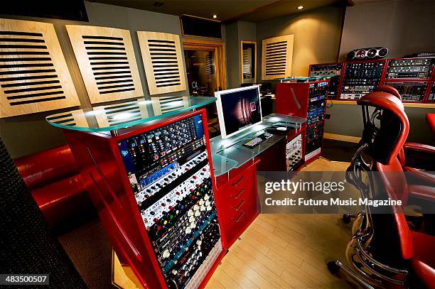 Rack-mounted audio equipment in the control room of Alpha Centauri Studios in London, taken on December 10, 2008.
