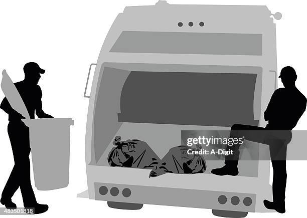 garbage men - guy-throwing-out-garbage-drawing stock illustrations
