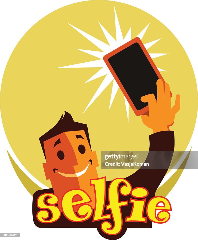 Cartoon Of Taking Self Photo With Cell Phone Selfie High-Res Vector Graphic  - Getty Images