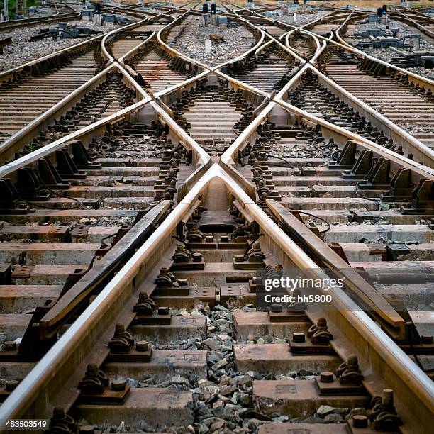 railroad track points - railroad track stock pictures, royalty-free photos & images