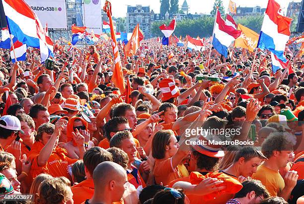 netherlands football fans. - dutch culture stock pictures, royalty-free photos & images