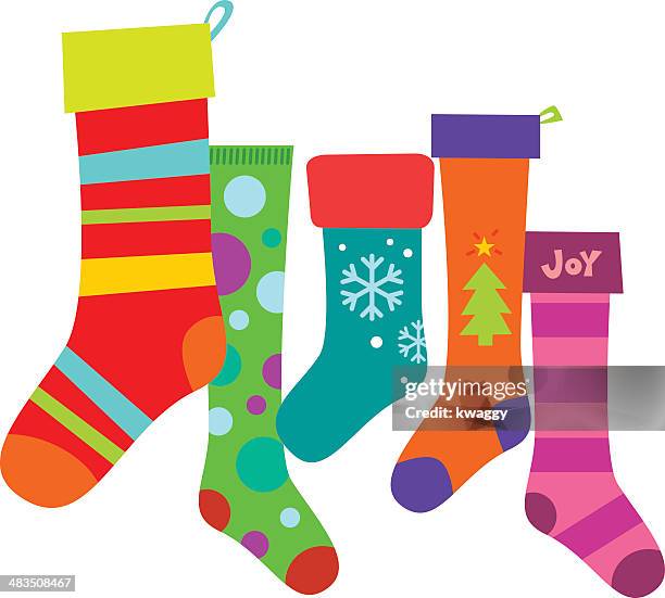 christmas stockings - striped socks stock illustrations