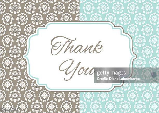 damask thank you card - thank you border stock illustrations