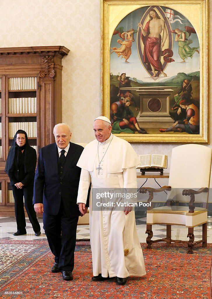 Pope Francis Meets President Of Greece Karolos Papoulias